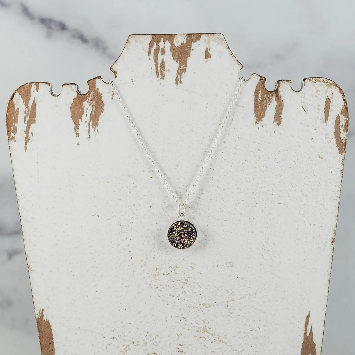 Mini Druzy Pendant - Sterling Silver
