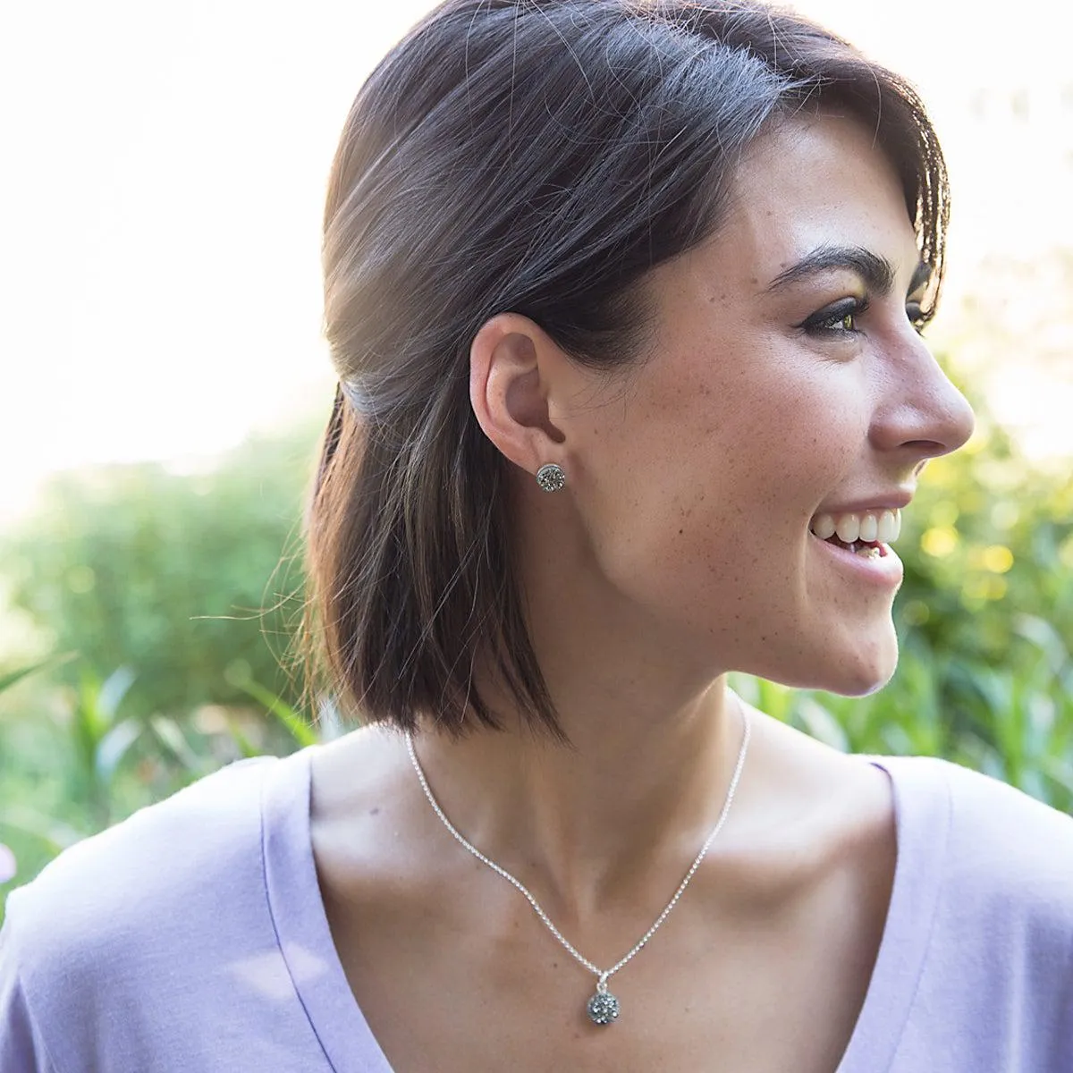 Mini Druzy Pendant - Sterling Silver