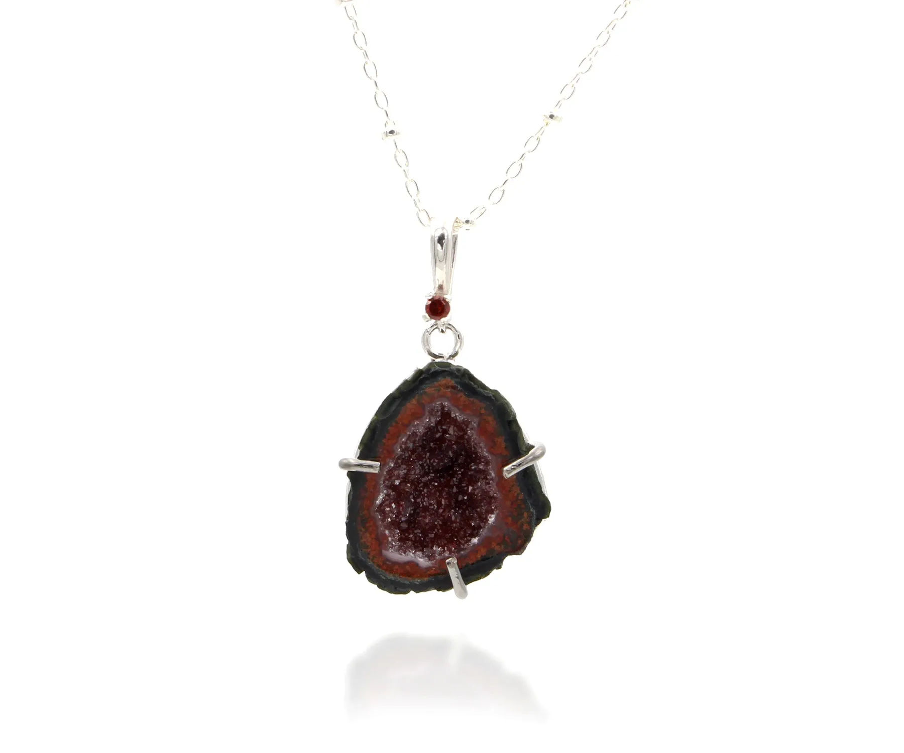 Mini Geode Red Druzy Necklace