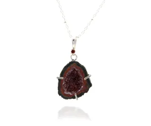 Mini Geode Red Druzy Necklace