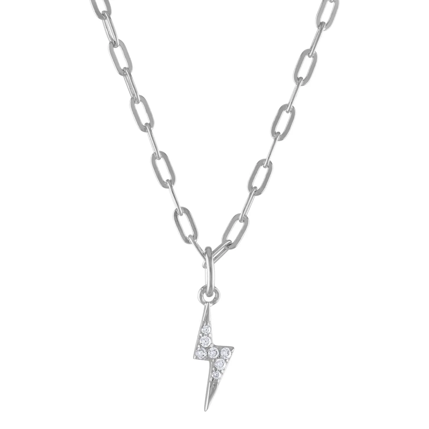 Mini Pave Lightning Charm Necklace