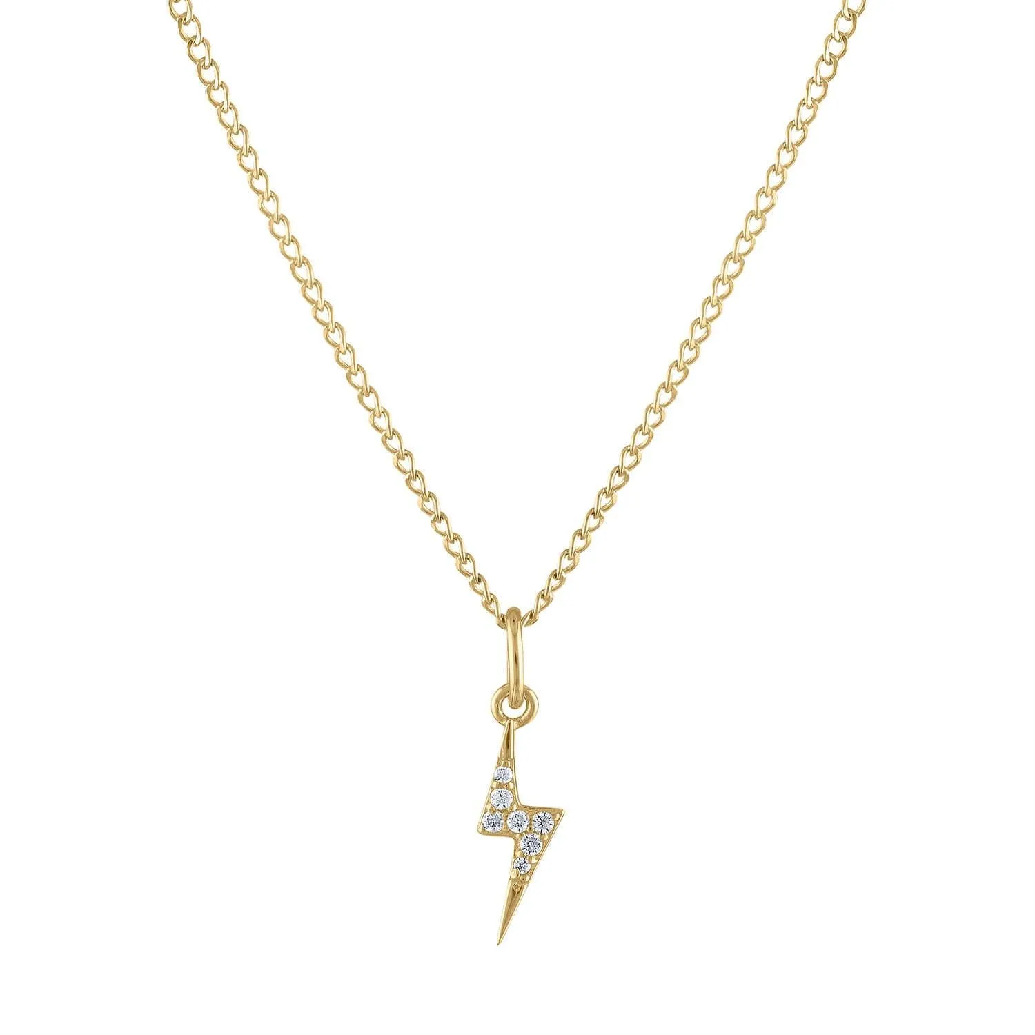 Mini Pave Lightning Charm Necklace