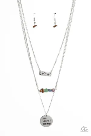 Miracle Mountains - Multi - "Faith Can Move Mountains" Inspirational Religious Rock Natural Stone Paparazzi Tiered Short Necklace
