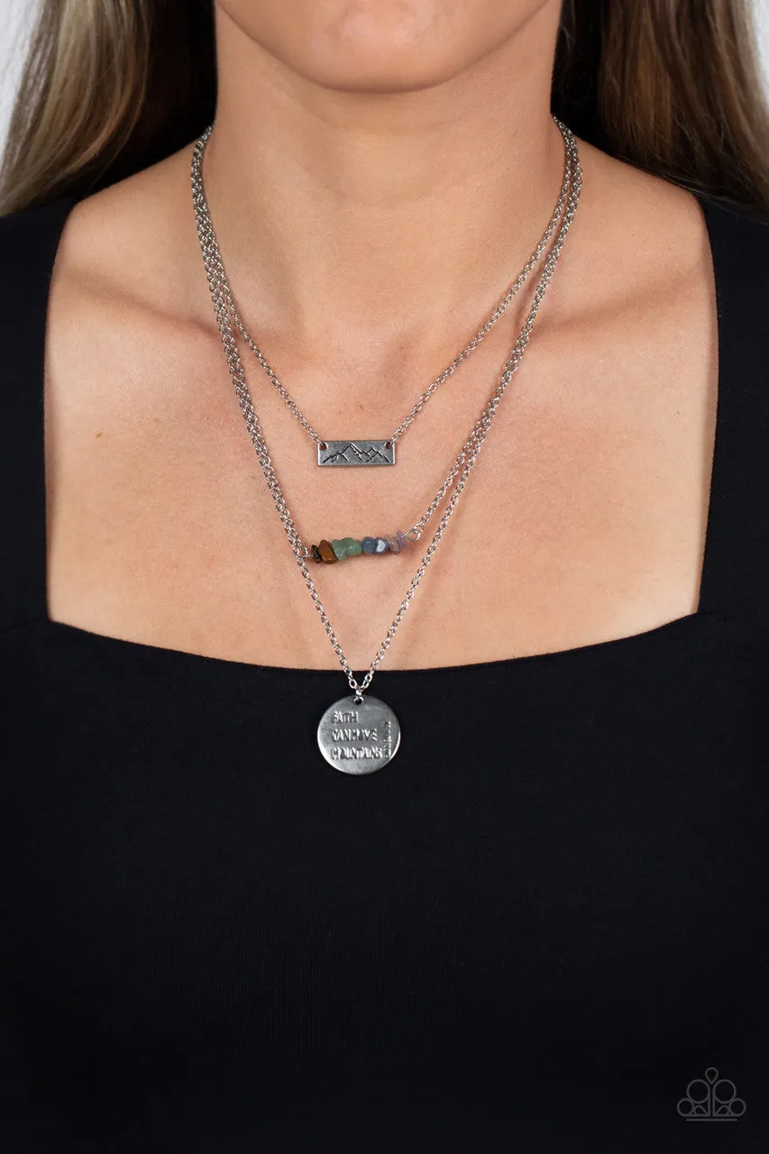 Miracle Mountains - Multi - "Faith Can Move Mountains" Inspirational Religious Rock Natural Stone Paparazzi Tiered Short Necklace