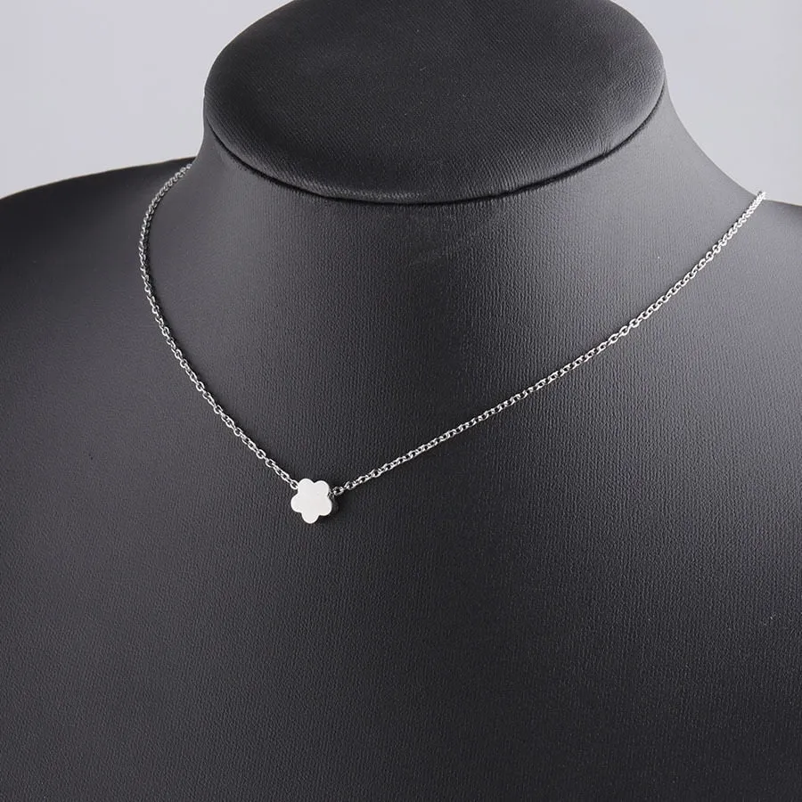 Mirror Polish Flower Pendant Necklace Choker for Women