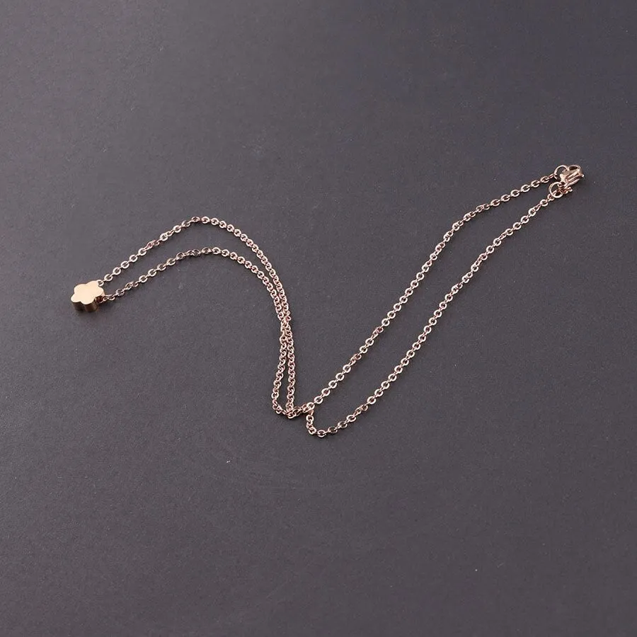 Mirror Polish Flower Pendant Necklace Choker for Women