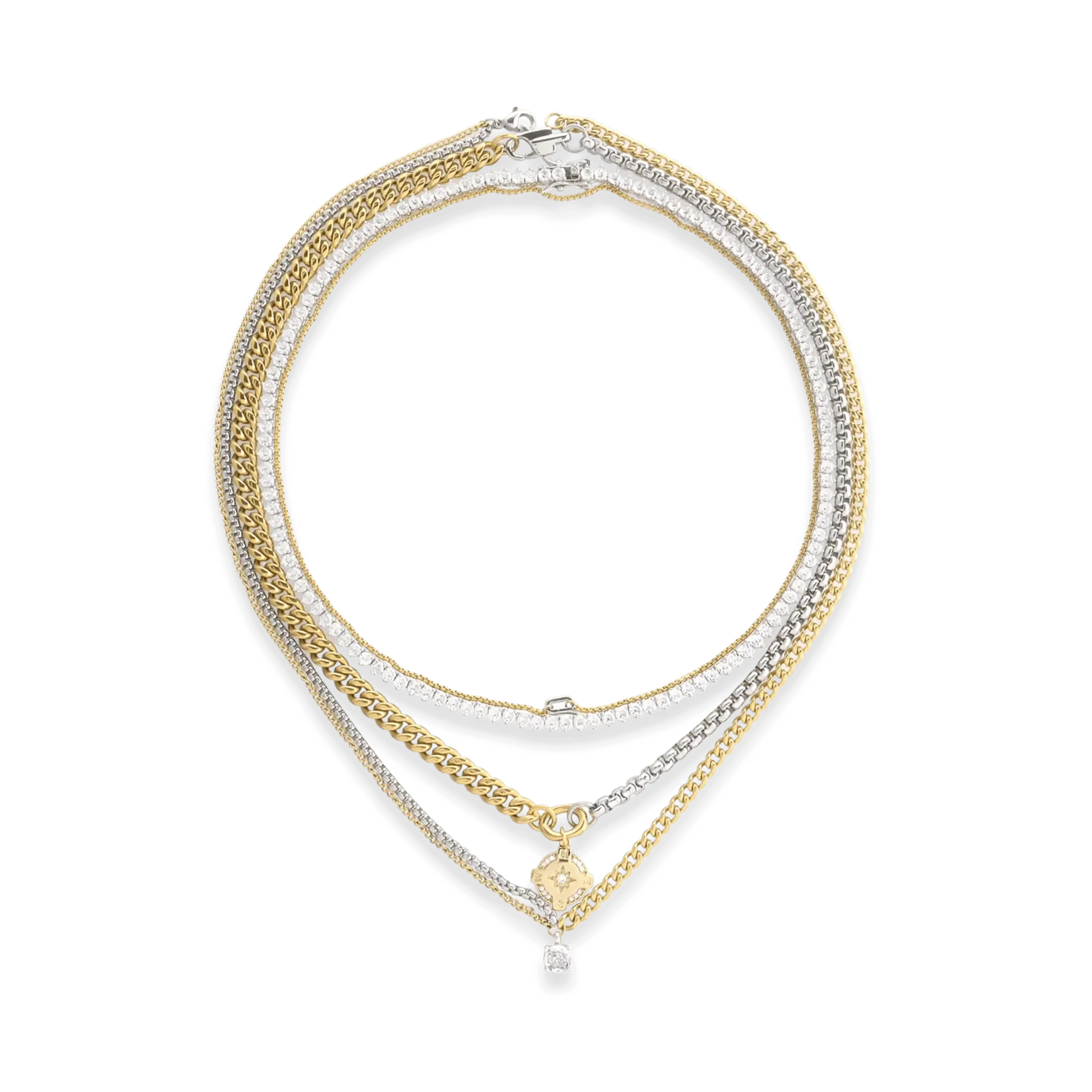 MIX TENNIS COMPASS NECKLACE SET
