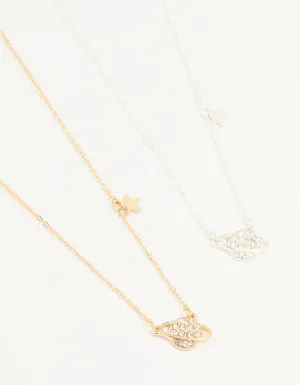 Mixed Metal Star & Planet Necklaces 2-Pack