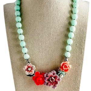 Mixed Roses Collage Necklace