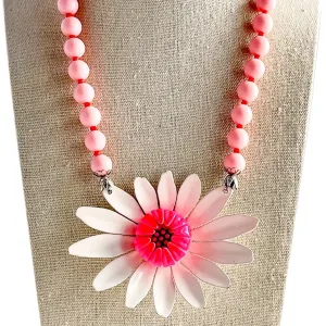 Mod Pink Single Flower Statement Necklace