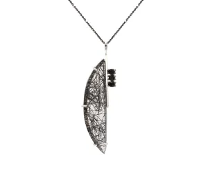Modern Angular Rutilated Quartz Onyx Necklace