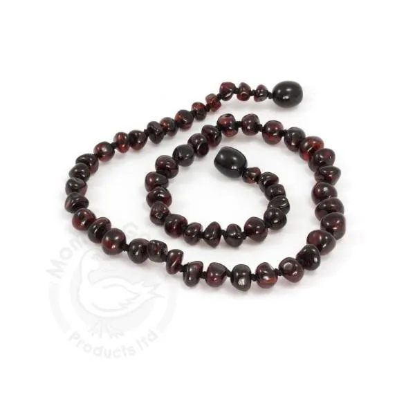Momma Goose Baltic Amber Teething Necklace (Dark Cherry)