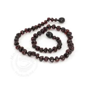 Momma Goose Baltic Amber Teething Necklace (Dark Cherry)