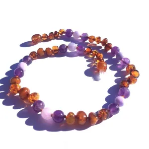 Momma Goose Baltic Amber Teething Necklace (Violet)