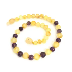Momma Goose Products, Ltd. - Amber & Gemstone Necklaces - Adult - Raw Lemon & Amethyst: 12"