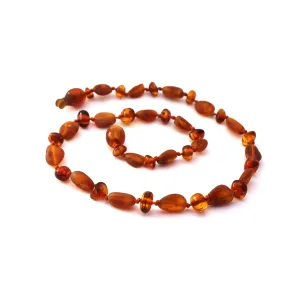 Momma Goose Unpolished (Raw) Baroque & Olive Cognac Baby Necklace