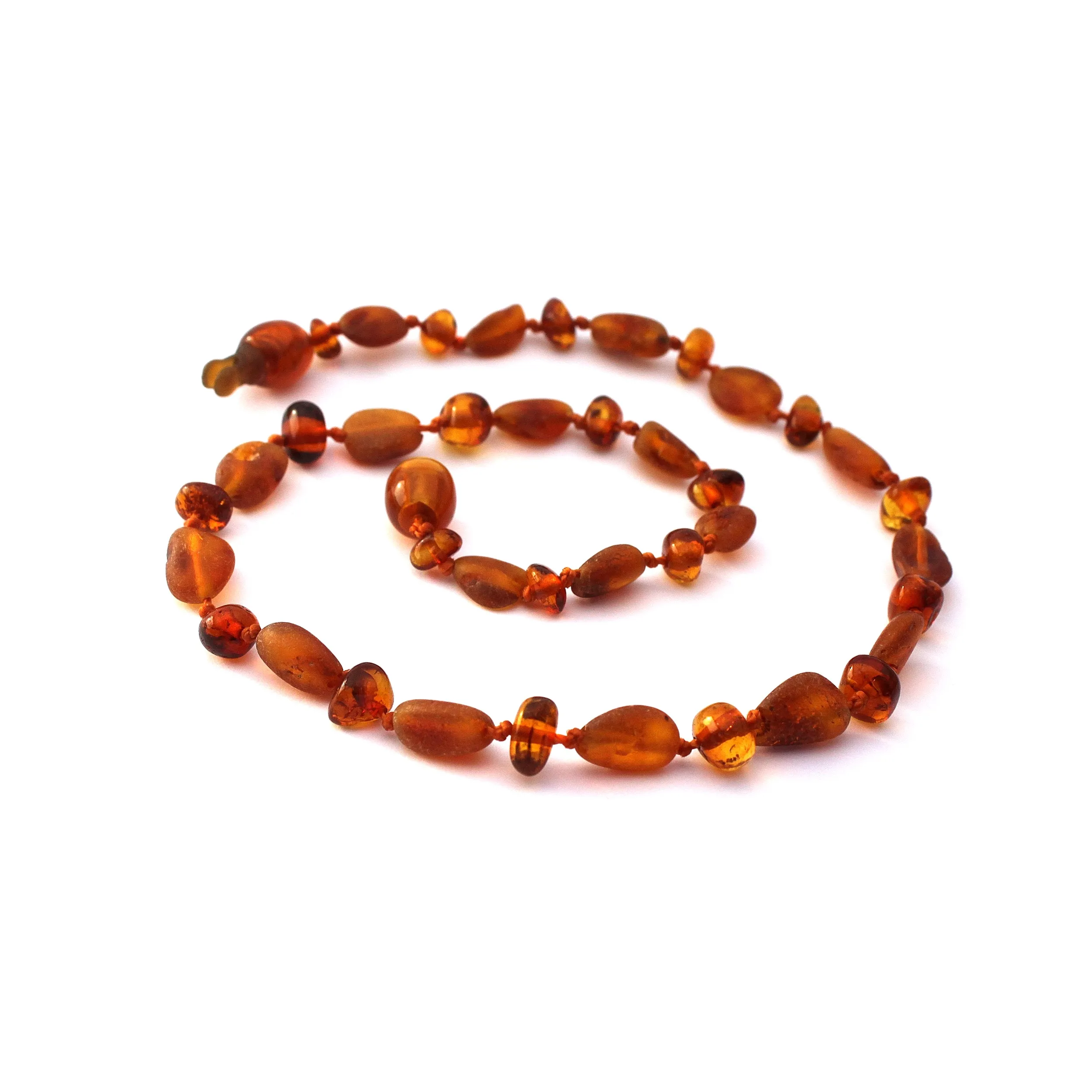 Momma Goose Unpolished (Raw) Baroque & Olive Cognac Baby Necklace