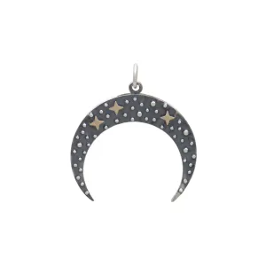 Moon Pendant with Bronze Stars-6268