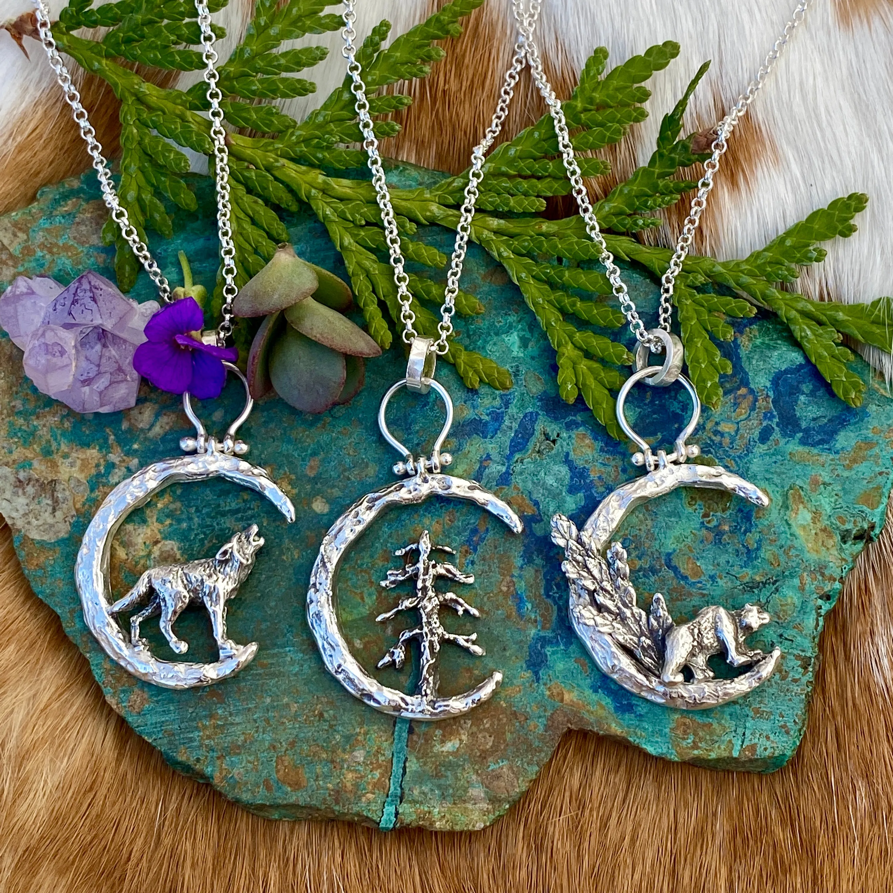 Moon Scape ~ Soul of a Wolf sterling silver necklace