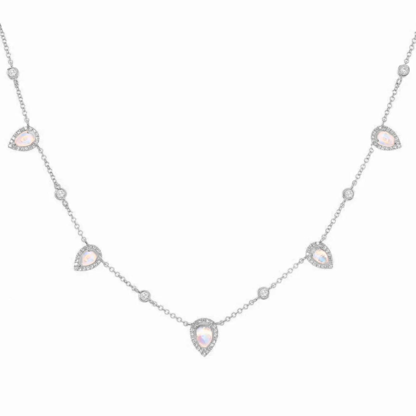 Moonstone Teardrop Diamond Necklace