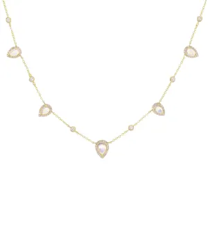 Moonstone Teardrop Diamond Necklace