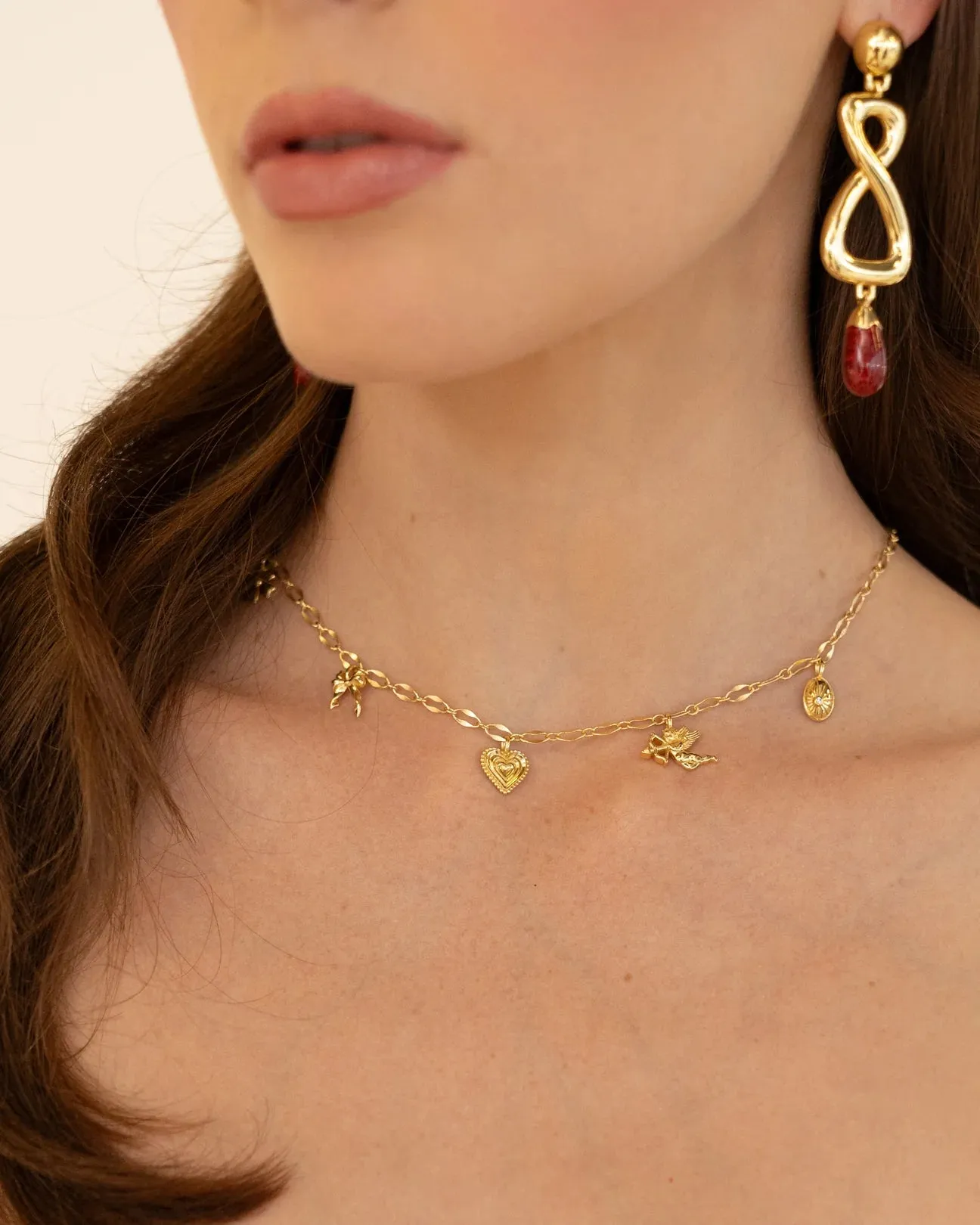 Mountain & Moon Angel Necklace Gold