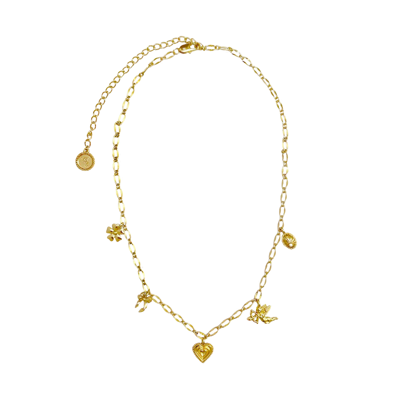 Mountain & Moon Angel Necklace Gold