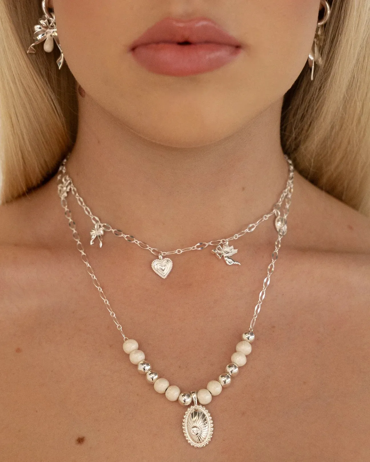 Mountain & Moon Angel Necklace Silver