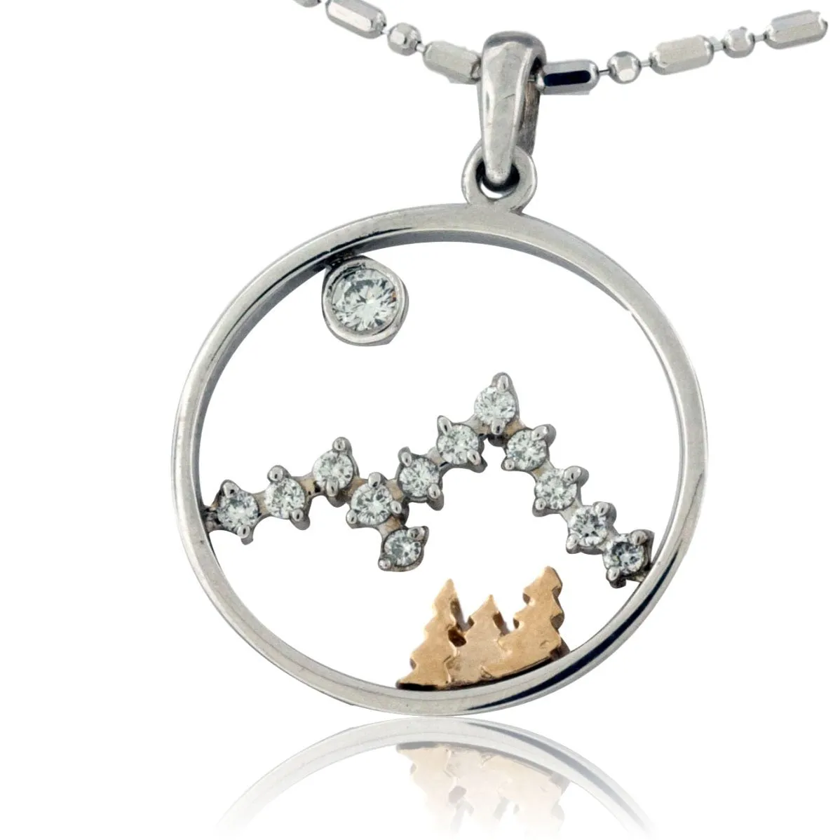 Mountain and Diamonds Circle with Pine Tree Pendant