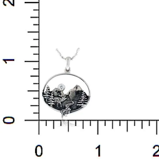 Mountain and Elk Scene Oval Necklace