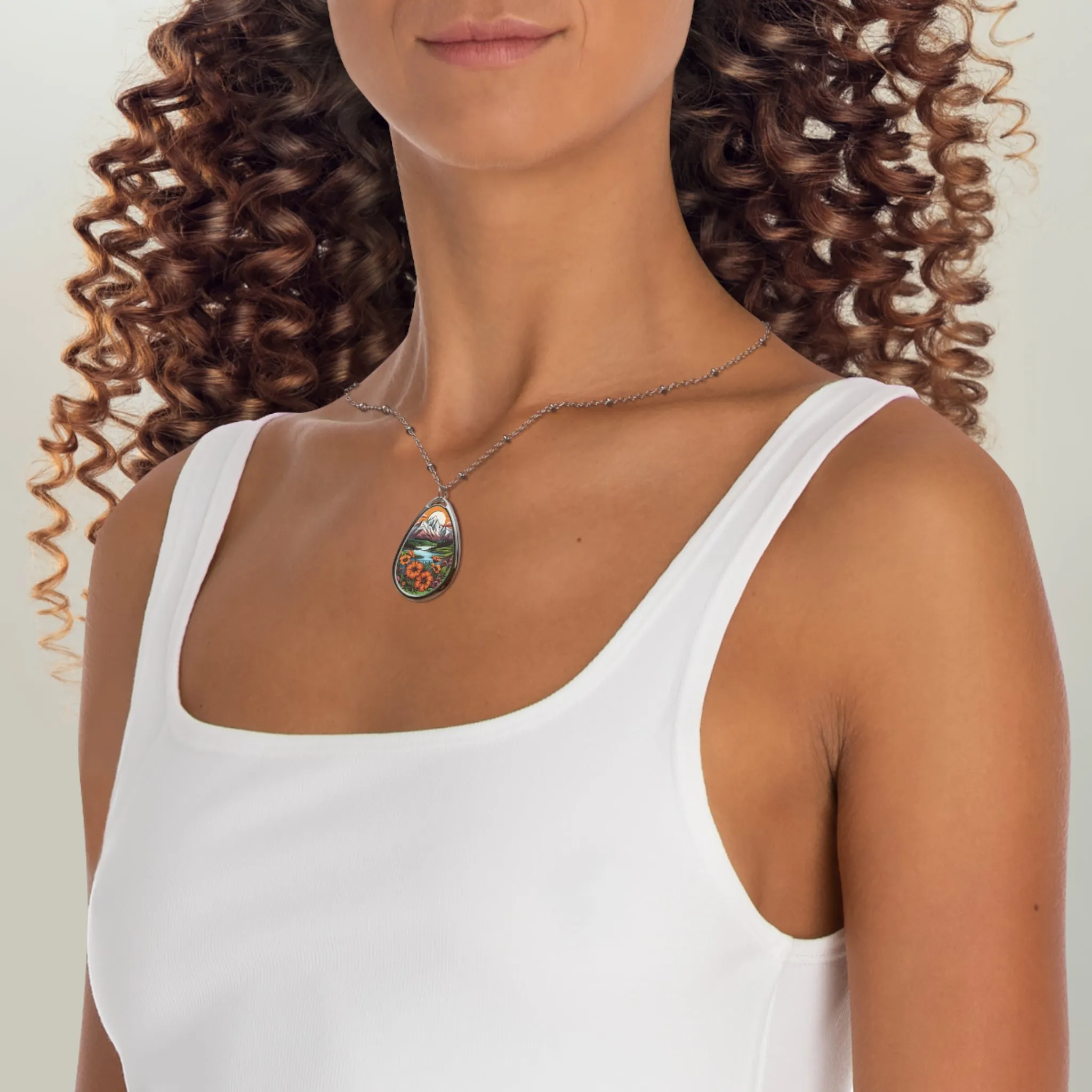 Mountain Flowers Oval Necklace