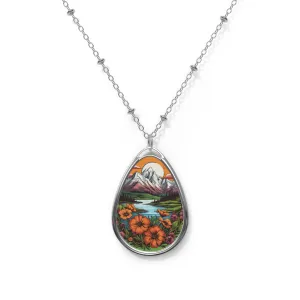Mountain Flowers Oval Necklace