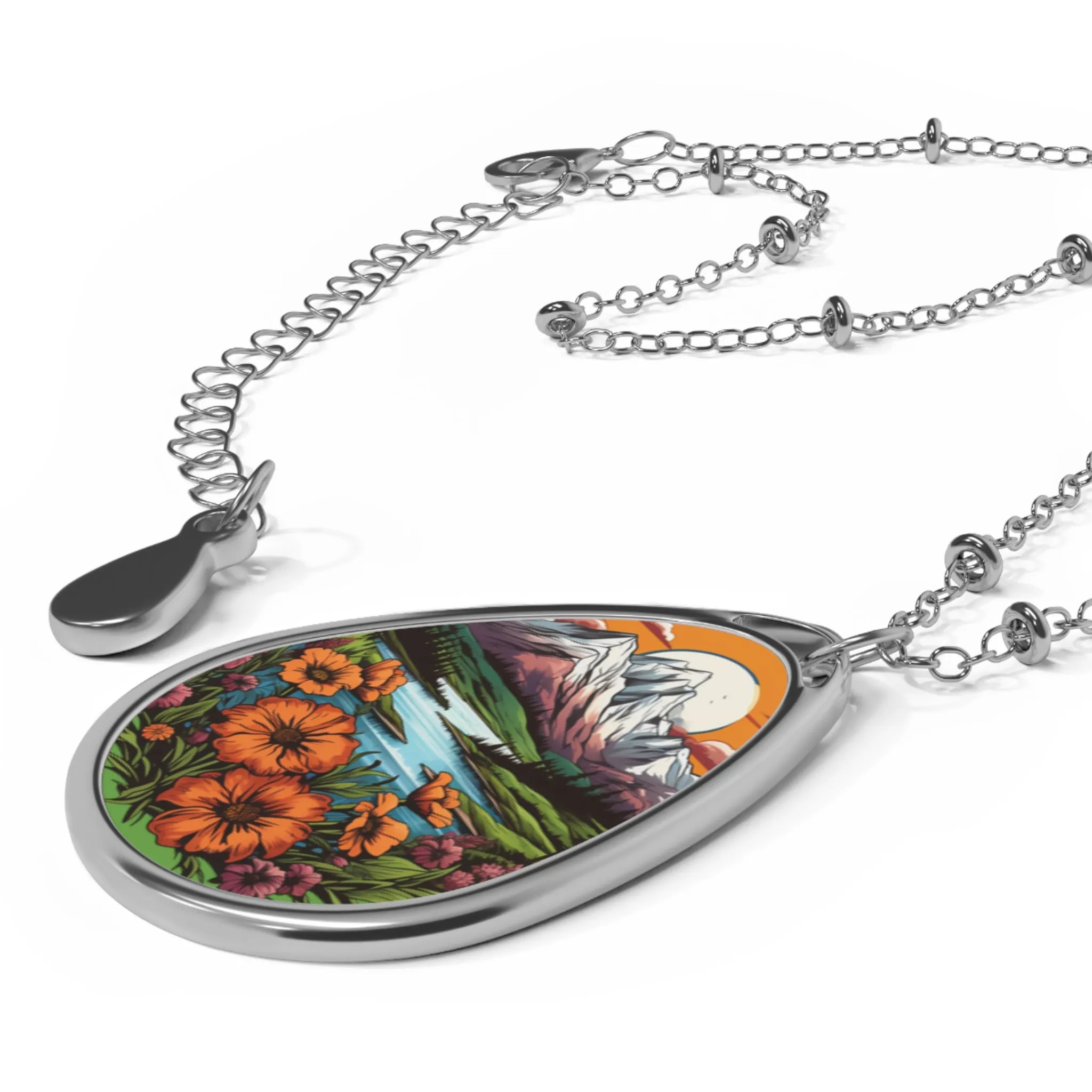 Mountain Flowers Oval Necklace