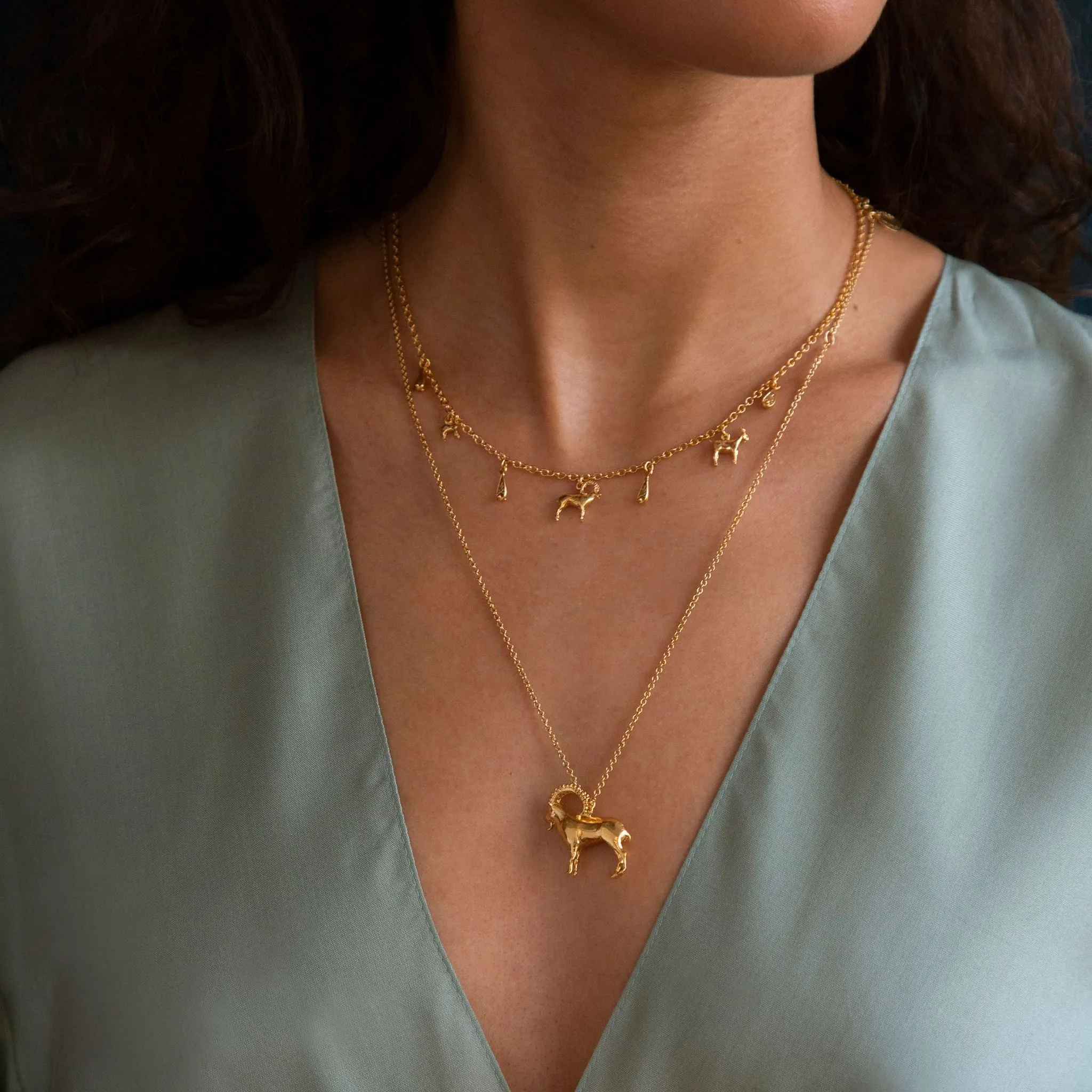 Mountain Goat Family Necklace by Alex Monroe Jewellery