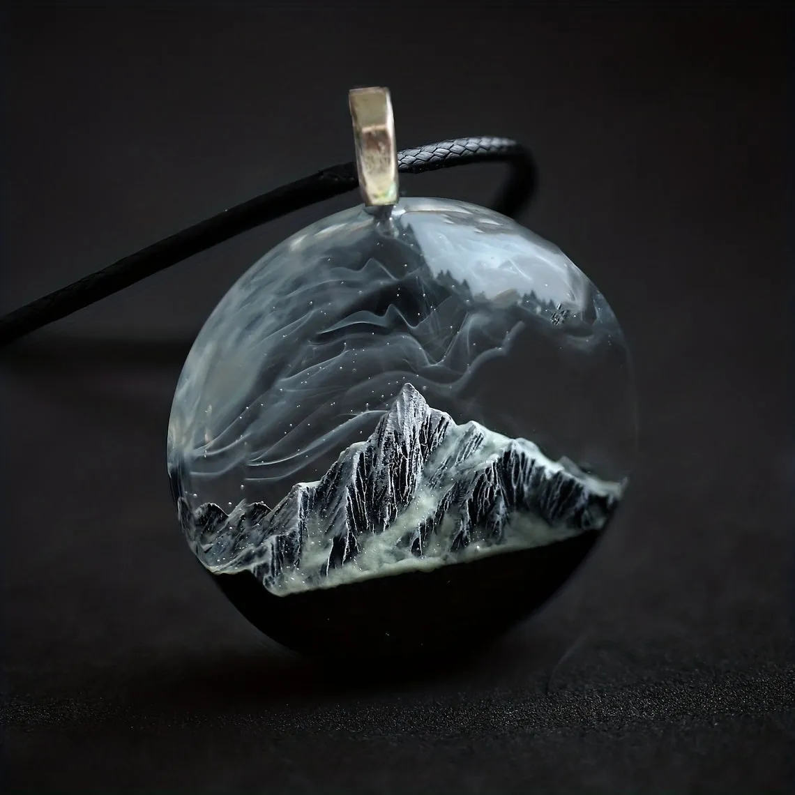 Mountain River Grey Starry Sky Pendant Necklace