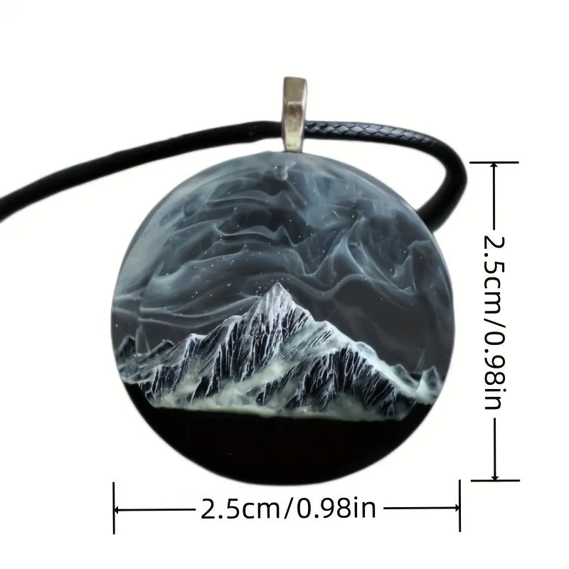 Mountain River Grey Starry Sky Pendant Necklace