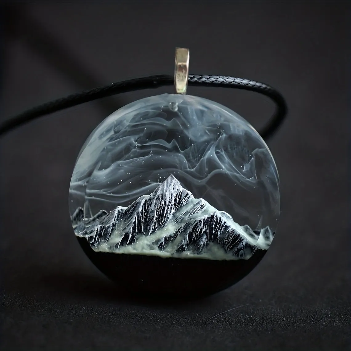 Mountain River Grey Starry Sky Pendant Necklace