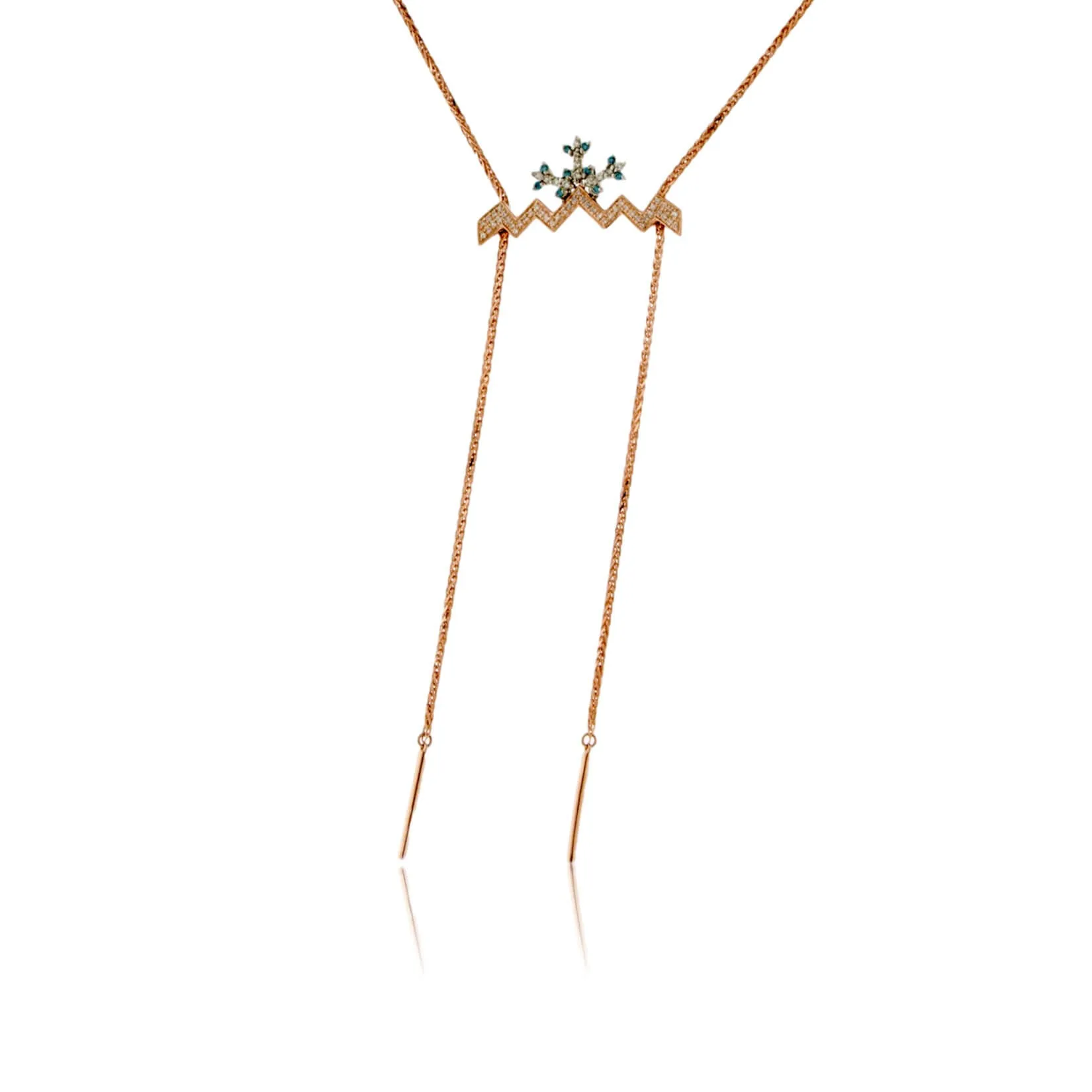Mountain Silhouette with Snowflake Lariat Style Necklace
