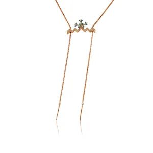 Mountain Silhouette with Snowflake Lariat Style Necklace