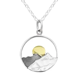 Mountain with Bronze Sun Necklace