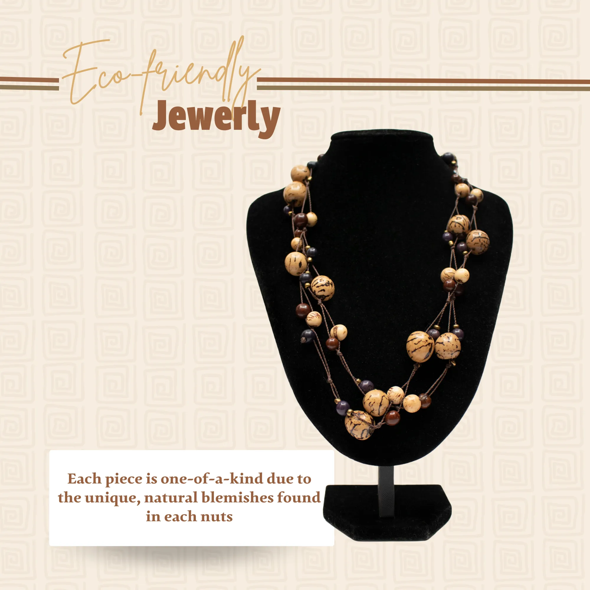 Multi-Layered Dark Brown Acai Beaded Necklace