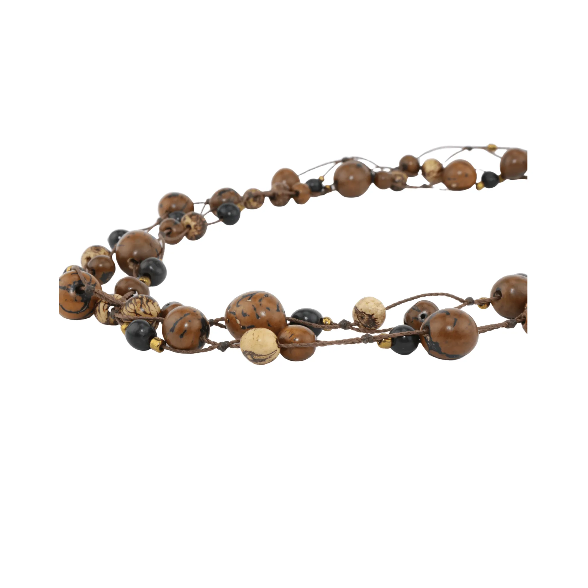 Multi-Layered Dark Brown Acai Beaded Necklace