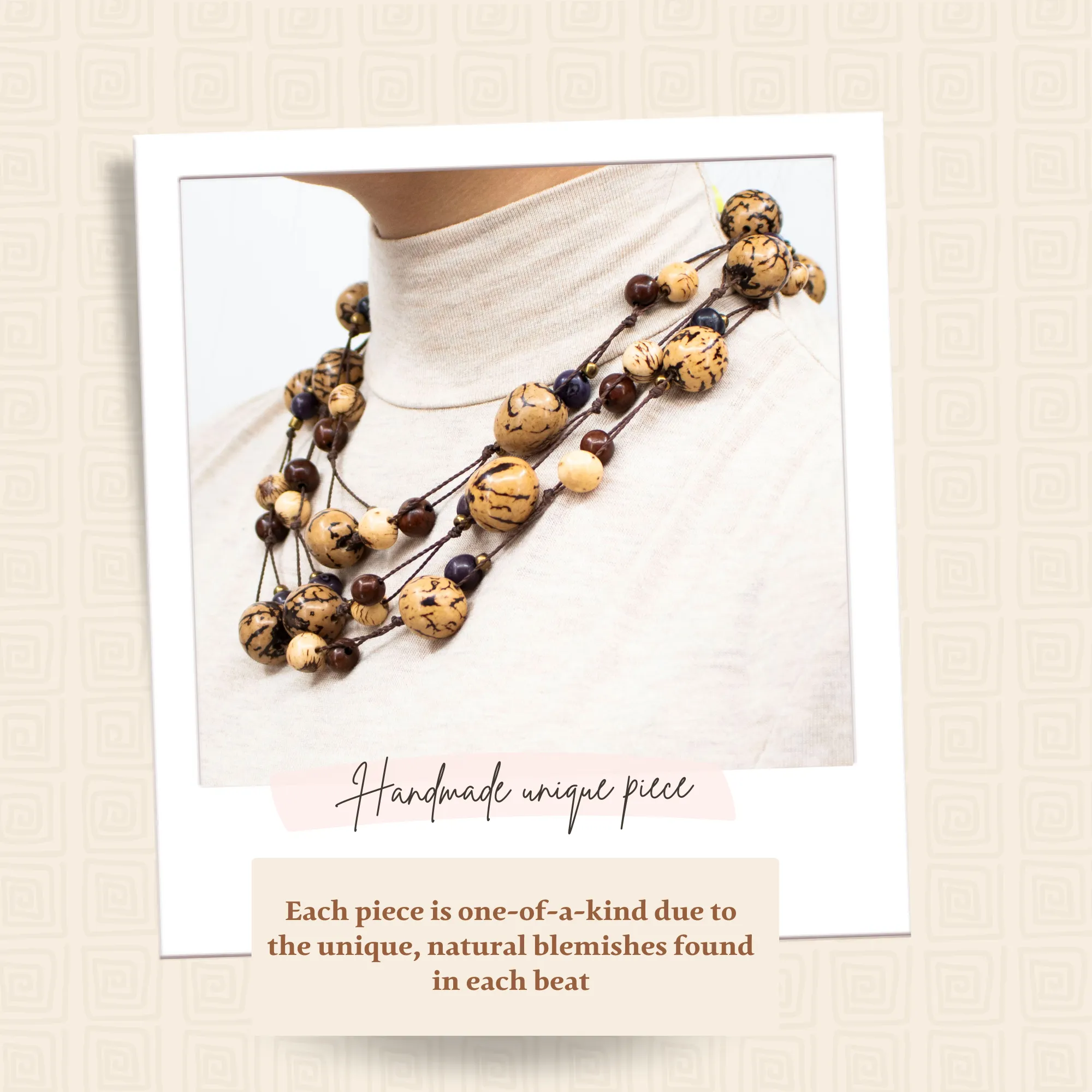 Multi-Layered Dark Brown Acai Beaded Necklace