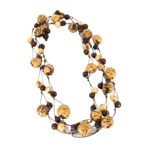 Multi-Layered Dark Brown Acai Beaded Necklace