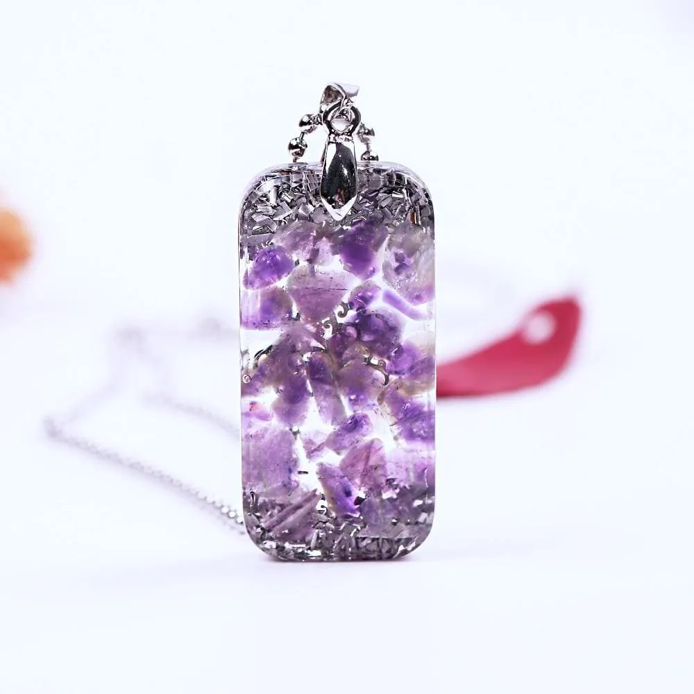 Natural Amethystine Necklace Orgonite Pendant Life of Tree Energy Necklace Yoga