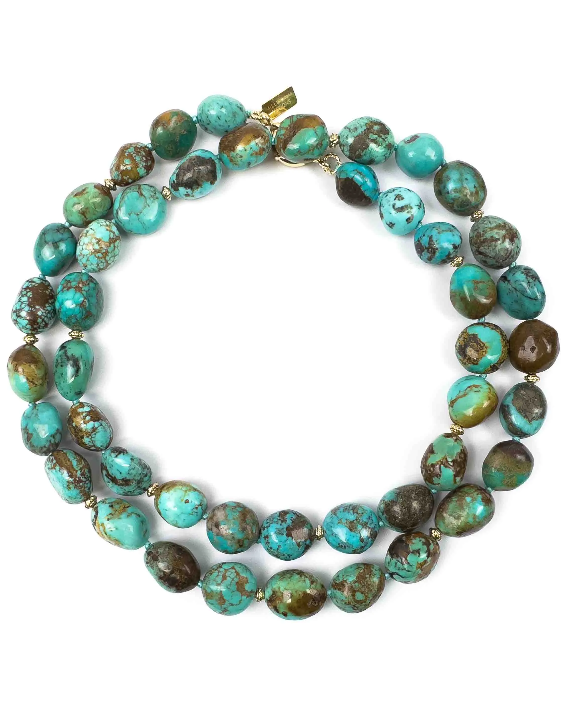 Natural Arizona Kingman Turquoise Nugget Long Knotted Necklace