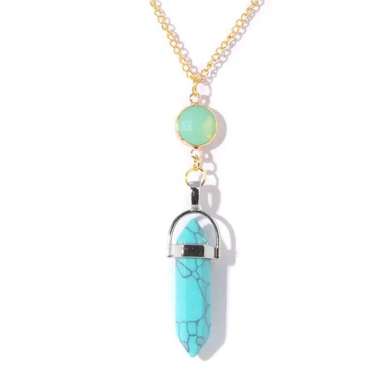 Natural Quartzs Stone Charm Necklaces