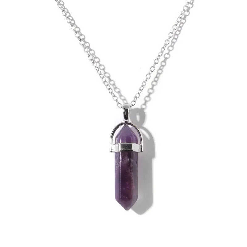 Natural Quartzs Stone Charm Necklaces