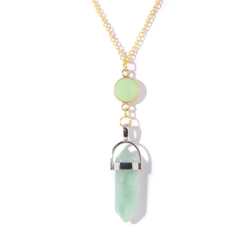 Natural Quartzs Stone Charm Necklaces