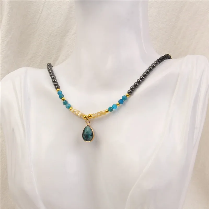 Natural Quartzs Stone Drop Pendant Necklaces